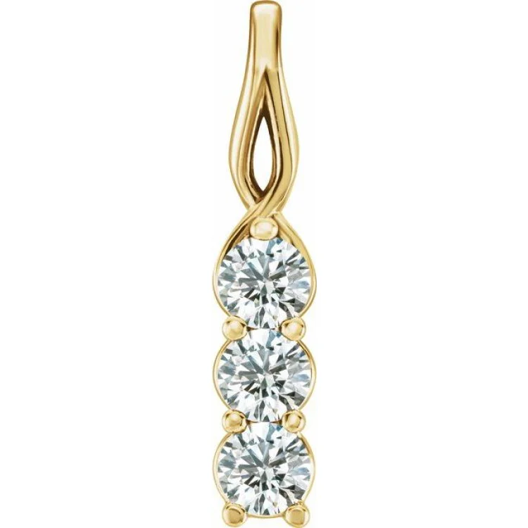 Ladies retro floral pendant necklaces -14K Yellow 1/3 CTW Natural Diamond Three-Stone Pendant