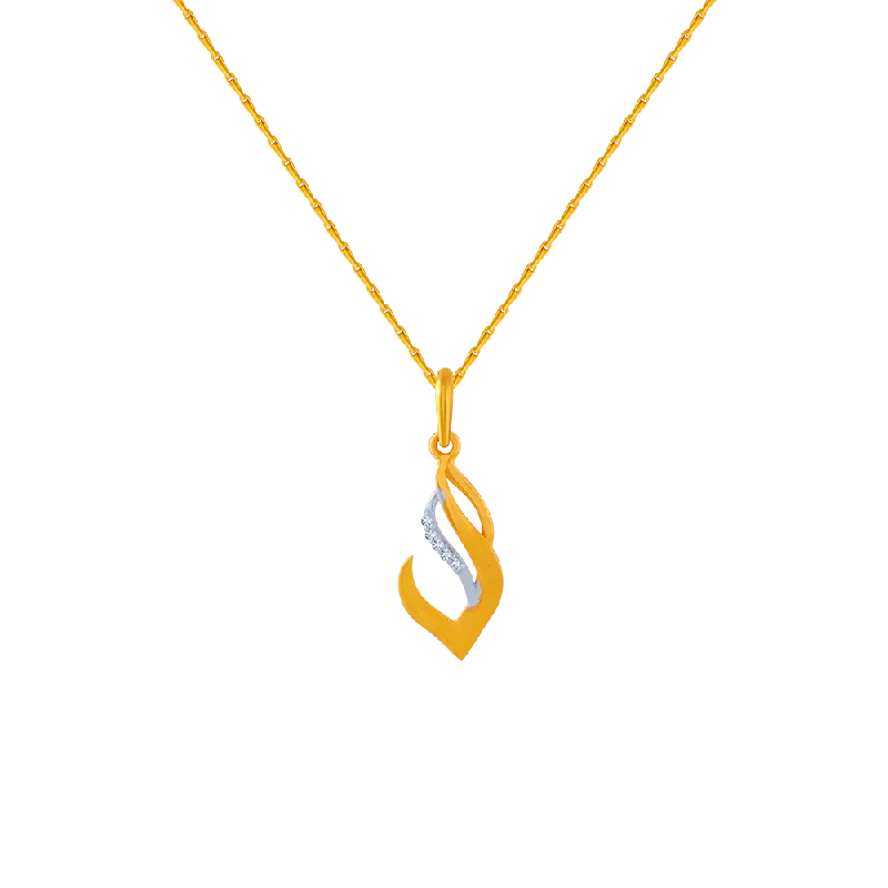 Delicate silver drop necklaces for ladies -14KT (585) Yellow Gold And American Diamond Pendant For Women