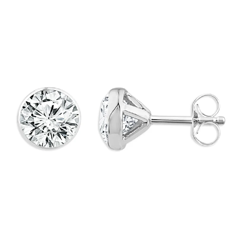 Bold statement jade earrings for women -14K White Gold 0.50 CTW Round Lab Grown Diamonds Stud Earrings