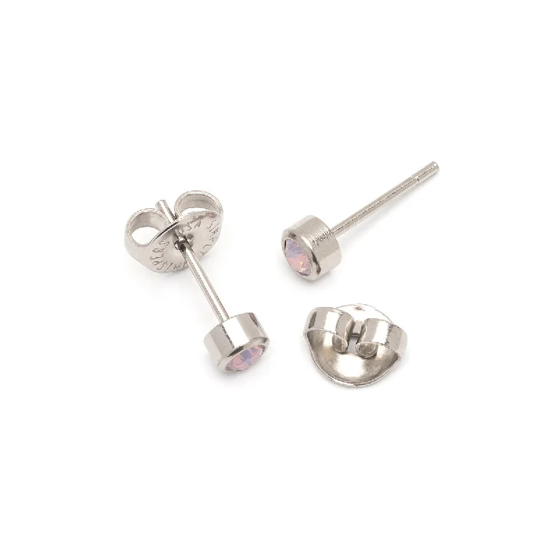 Ladies elegant lapis stud earrings -Light Pink Crystal Stud Earrings