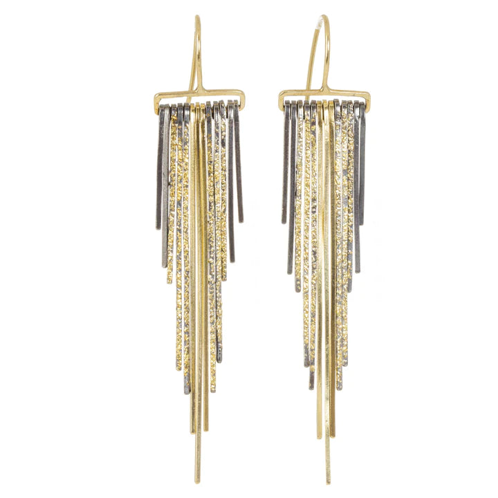 Ladies onyx teardrop earrings -Kate Maller Illuminated Fringe Earrings