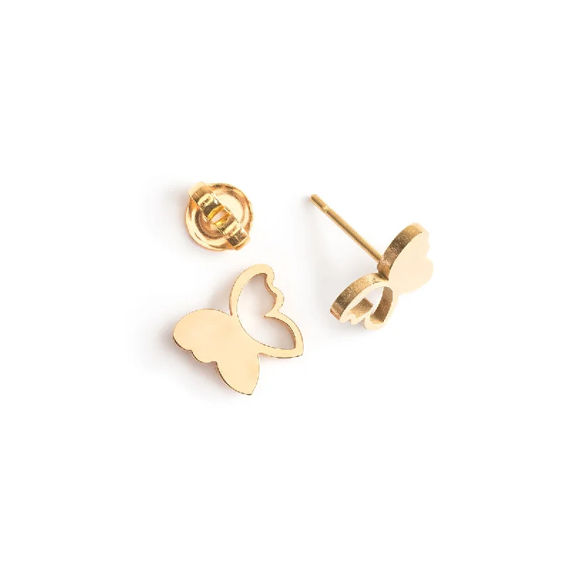 Elegant diamond arc earrings -Small Butterfly Stud Earrings