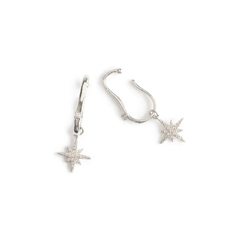 Ladies trendy silver vine earrings -Silver Stardust Crystal Earrings