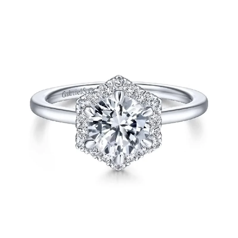 Ladies bold diamond petal engagement rings -Diamond Semi-Mount Ring