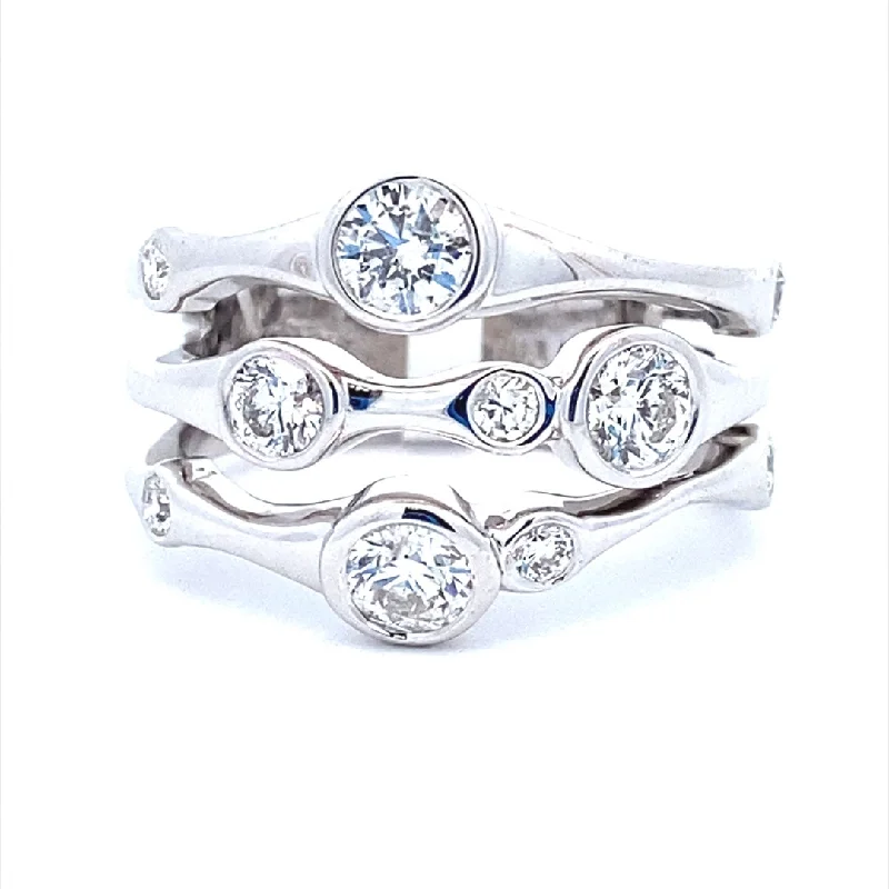 Modern diamond twist engagement rings -14K White Gold 1.02ctw Round Diamond Multi Row Ring