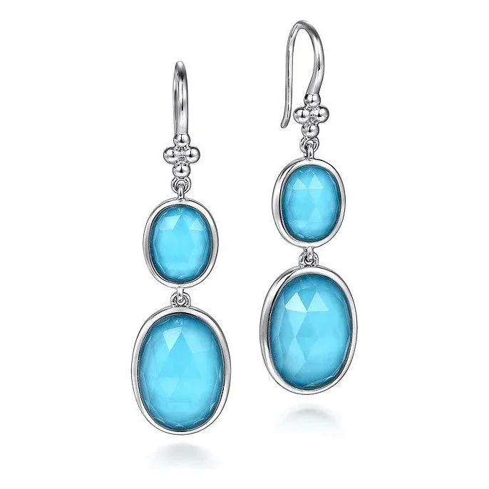 Elegant rose gold arch earrings -Gabriel Sterling Silver Rock Crystal & Turquoise Earrings