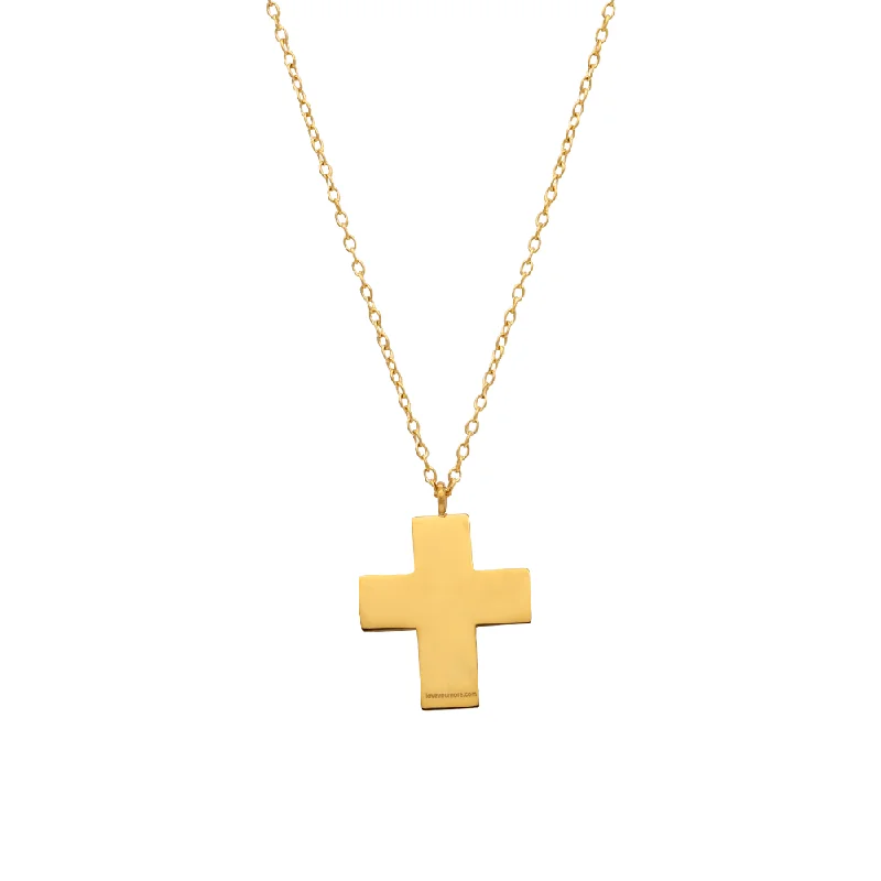 Ladies bold geometric choker necklaces -The Polished Gold Walk in Faith Cross Necklace