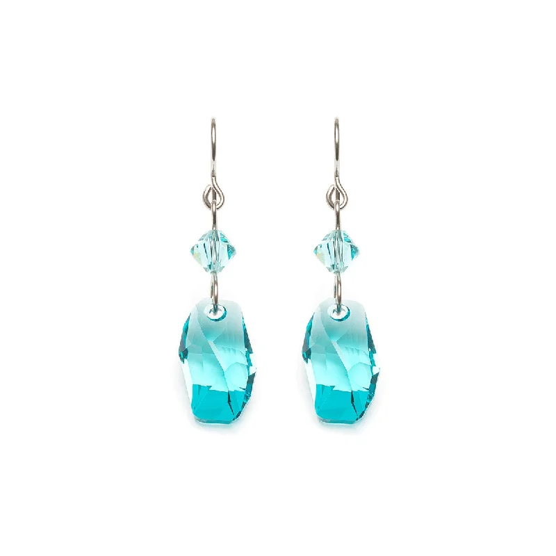 Ladies vintage quartz stud earrings -Turquoise Crystal Niobium Earrings