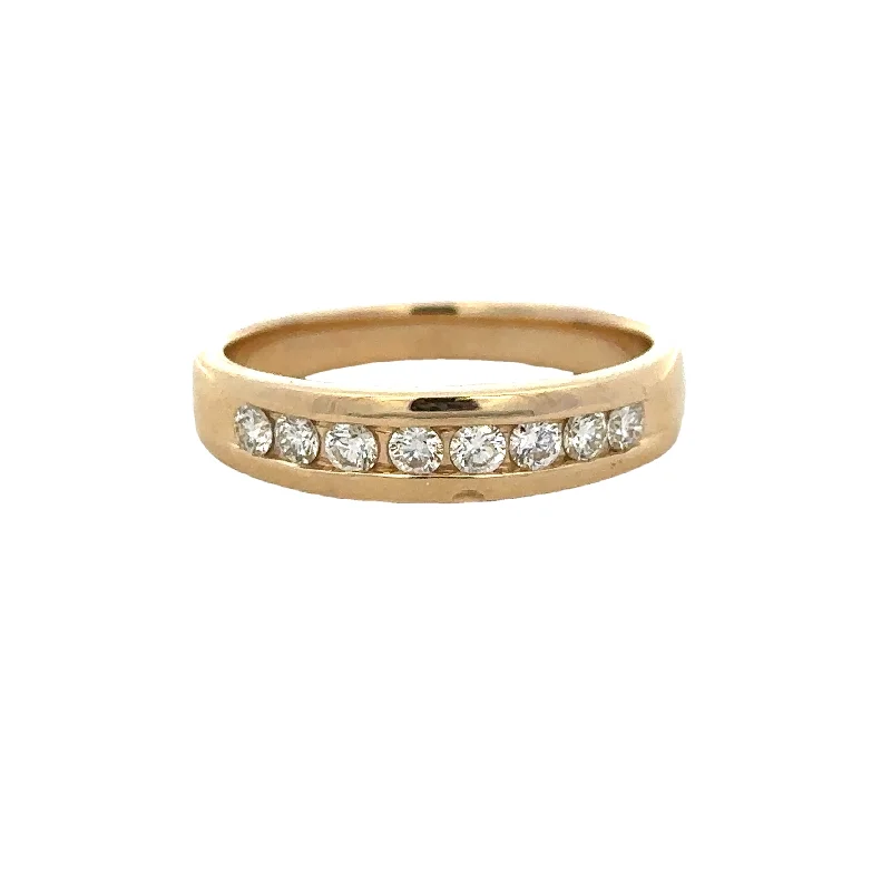 Vintage crystal petal engagement rings for women -Channel Set Diamond Band in Yellow Gold