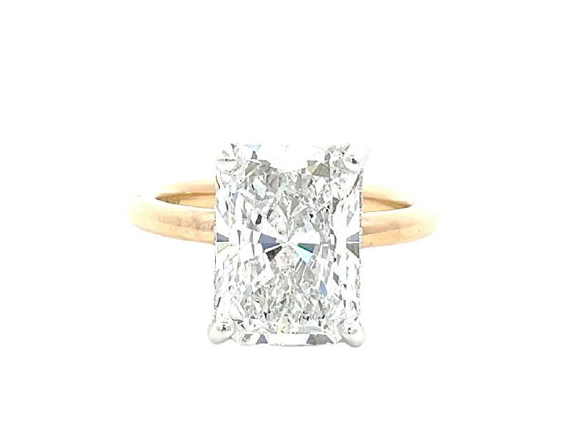 Ladies playful moon engagement rings -LAB GROWN RADIANT & ROUND DIAMONDS 5.41ctw SOLITAIRE RING