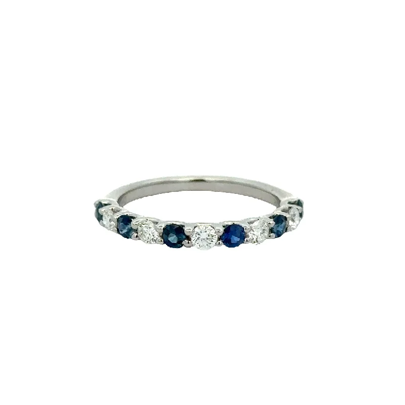 Ladies vintage-style spiral engagement rings -Sapphire and Diamond Band in White Gold