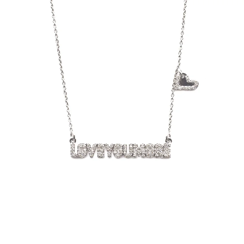 Vintage crystal drop necklaces for women -The Love You More Bar Necklace in White Diamond & 14K White Gold