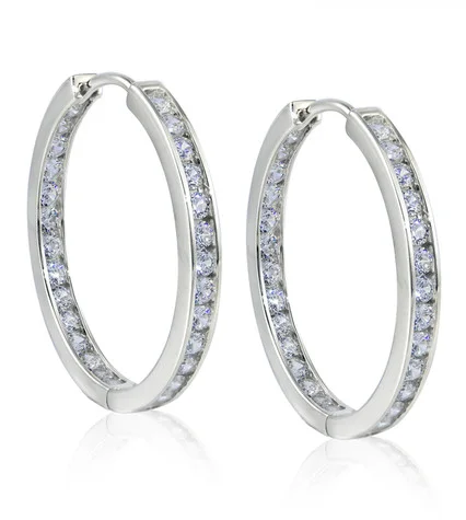 Minimalist silver halo engagement rings for women -Diamond Hoop