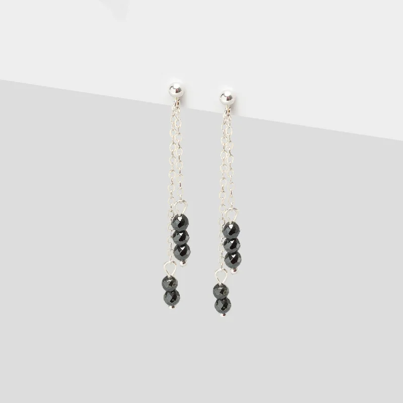 Ladies shimmering aquamarine drop earrings -925 Sterling Silver Hematite Stone Earrings