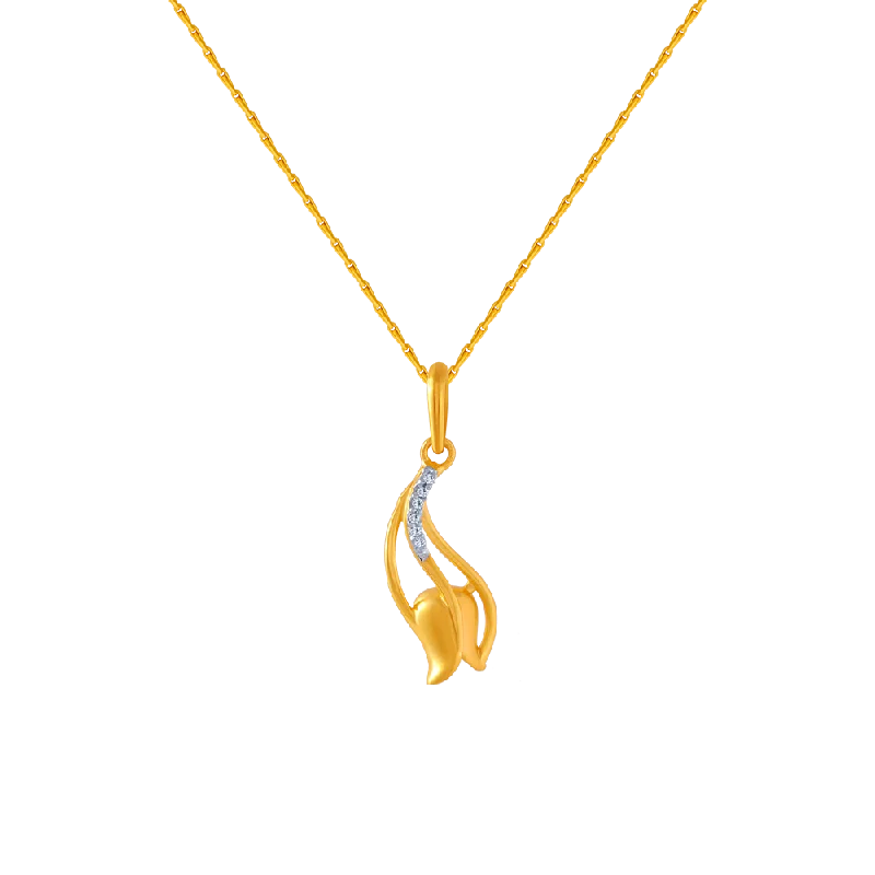 Ladies delicate emerald pendant necklaces -14KT (585) Yellow Gold And American Diamond Pendant For Women