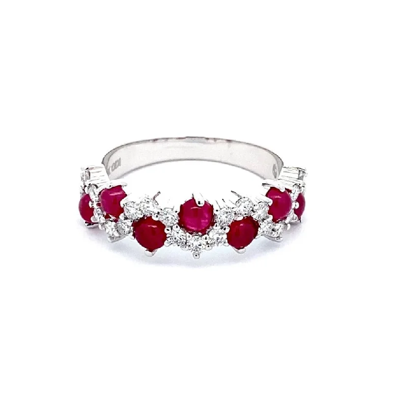 Ladies twisted silver engagement rings -14K White Gold 1.75ctw Lovefire Ruby & Diamond Fashion Band