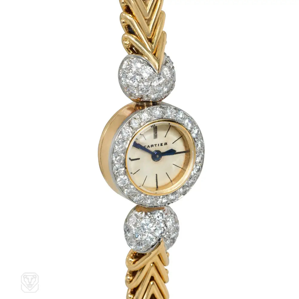 Simple diamond arch engagement rings for women -Cartier diamond and gold backwound wristwatch