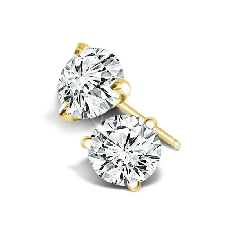 Modern diamond vine earrings -14K Yellow Gold 0.25 CTW Diamond Stud Earrings