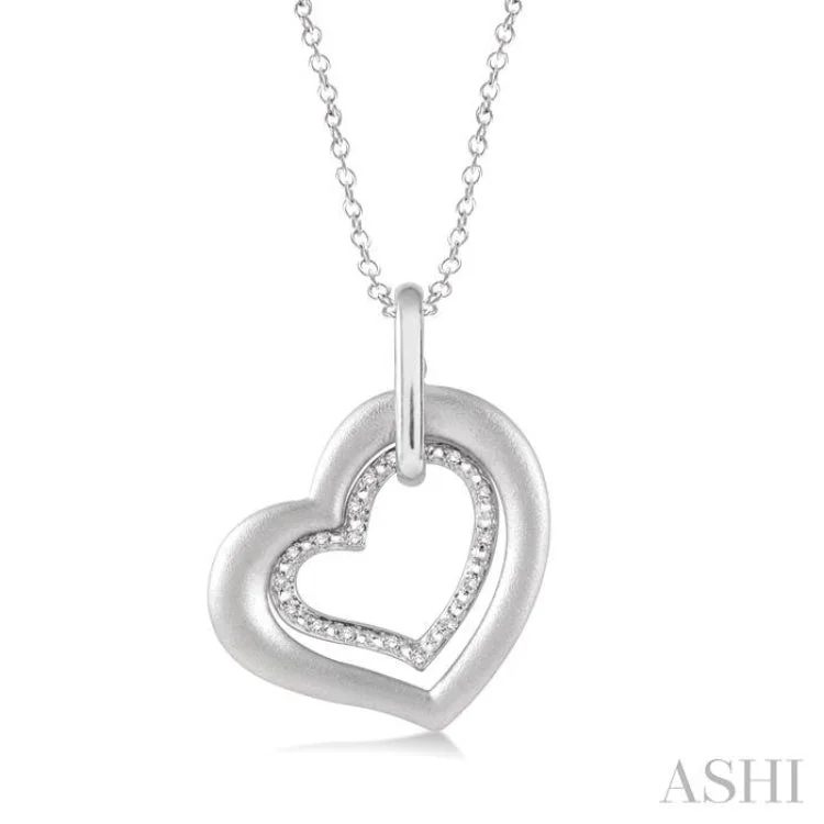 Minimalist gold bar necklaces for women -1/20 Ctw Single Cut Diamond Heart Pendant in Sterling Silver with Chain