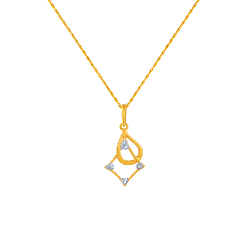 Ladies colorful birthstone necklaces -14KT (585) Yellow Gold And American Diamond Pendant For Women