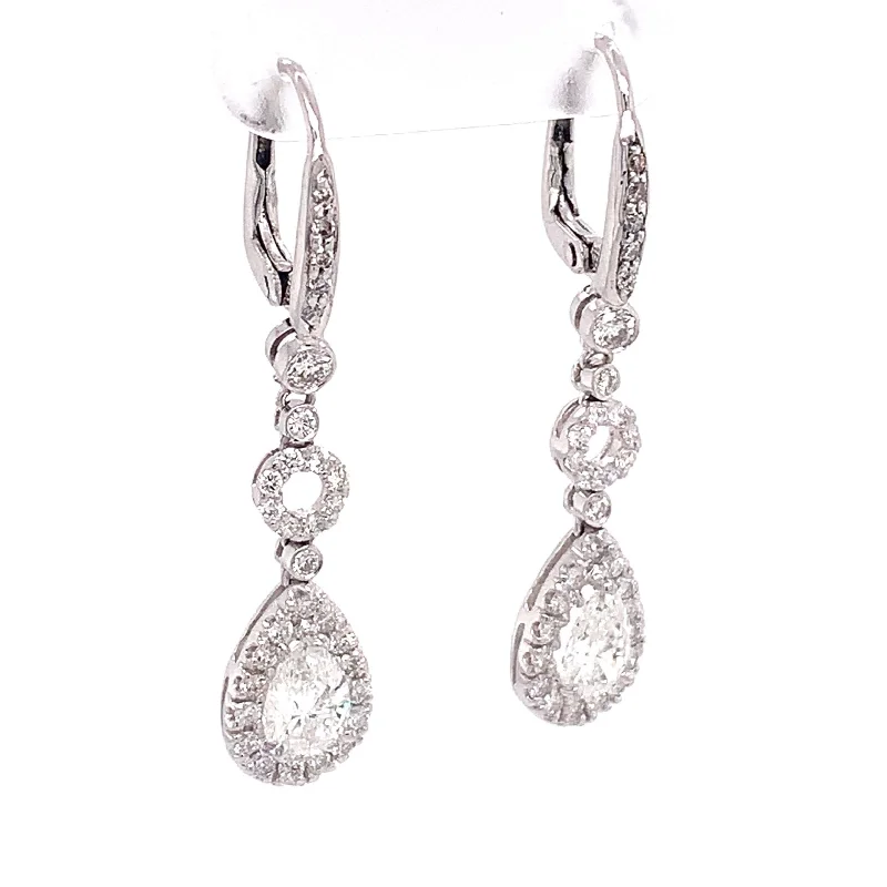 Classic gold arch earrings for women -Pear Shape Diamond Drop Earrings