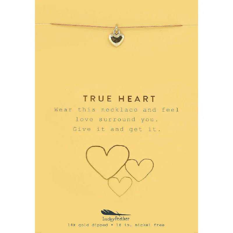 Ladies lightweight pearl necklaces -True Heart - Gold Heart Necklace