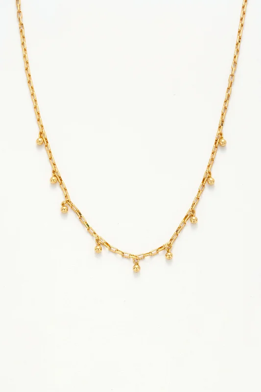 Ladies minimalist pearl drop necklaces -Tallulah 18k Gold Bead Drops Necklace