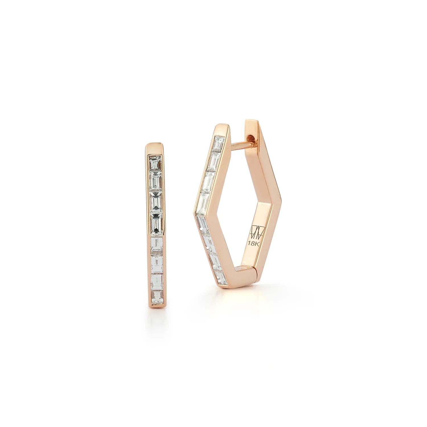 Delicate rose gold vine earrings for women -Walters Faith 'Quentin' Hexagon Hoop Earrings