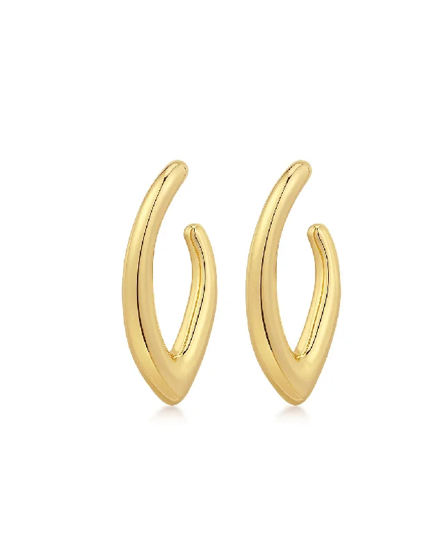 Elegant rose gold arch earrings -Chain Sculpt Link Earrings