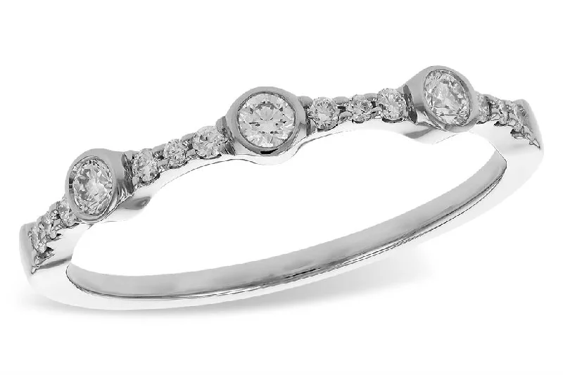 Ladies trendy geometric halo engagement rings -14K White Gold 0.21ctw Diamond Band by Allison Kaufman