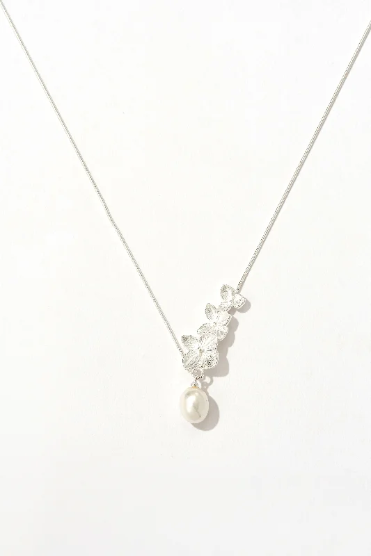 Classic silver layered necklaces for ladies -Gardenia Pearl Elegance Necklace