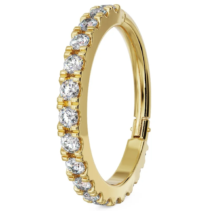 Ladies mixed gemstone engagement rings -Diamond Infinity Hoop 14k Gold Clicker