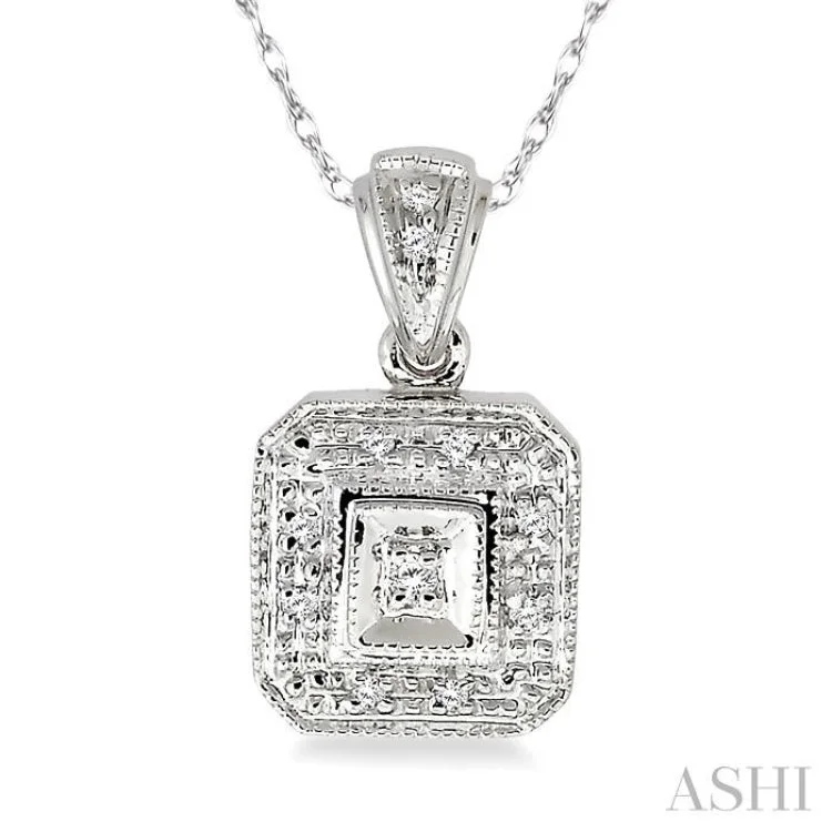 Ladies delicate floral chain necklaces -1/20 Ctw Single Cut Diamond Vintage Pendant in 10K White Gold with Chain