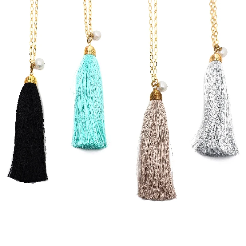 Classic rose gold layered necklaces for women -Tassel Pendant Necklace