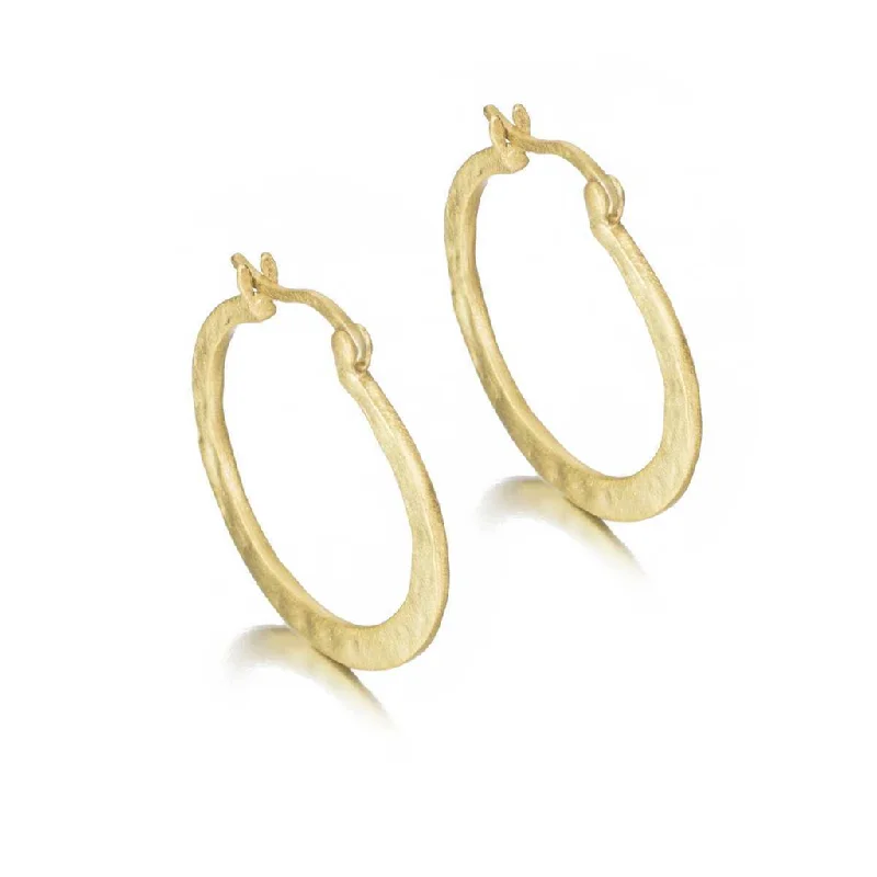 Modern gold arc stud earrings -18K Yellow Gold Vermeil Hammered Hoop Earrings