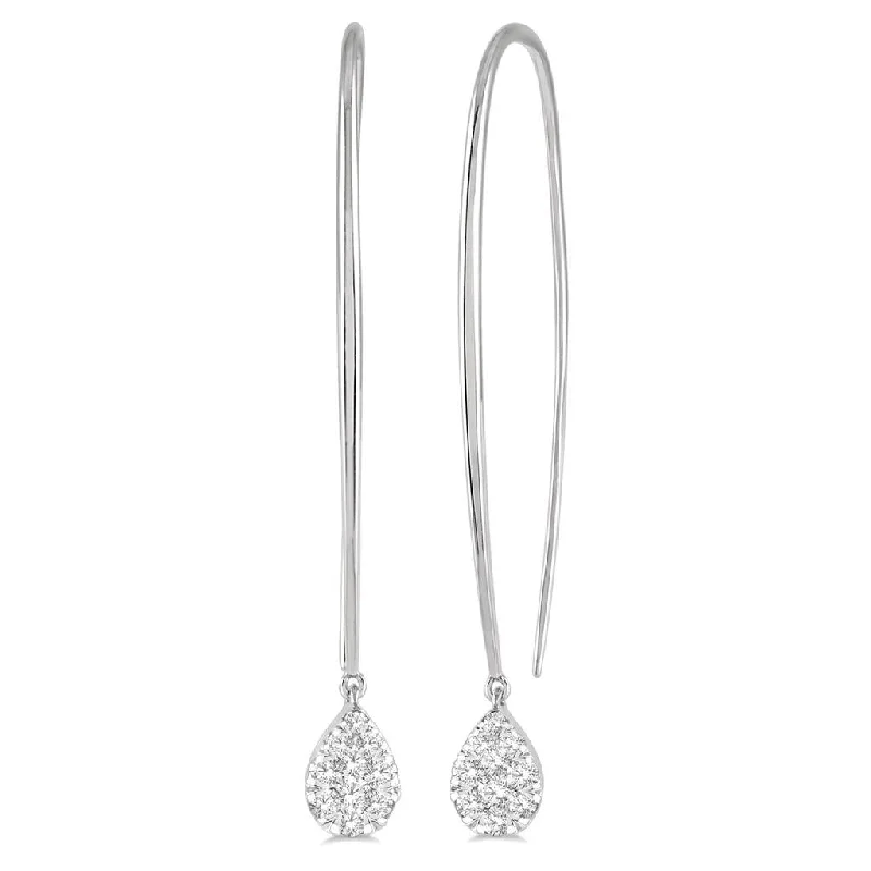 Ladies ruby crescent earrings -14K White Gold ‘Lovebright’ Pear Shape Diamond Earrings