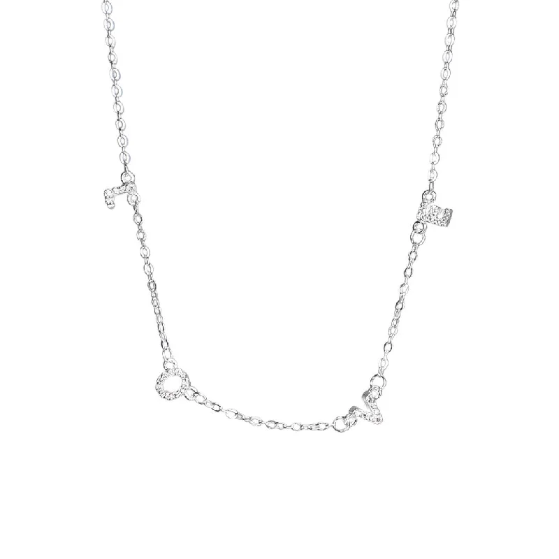 Ladies sparkling onyx pendant necklaces -The Love Silver Spaced Necklace Bling