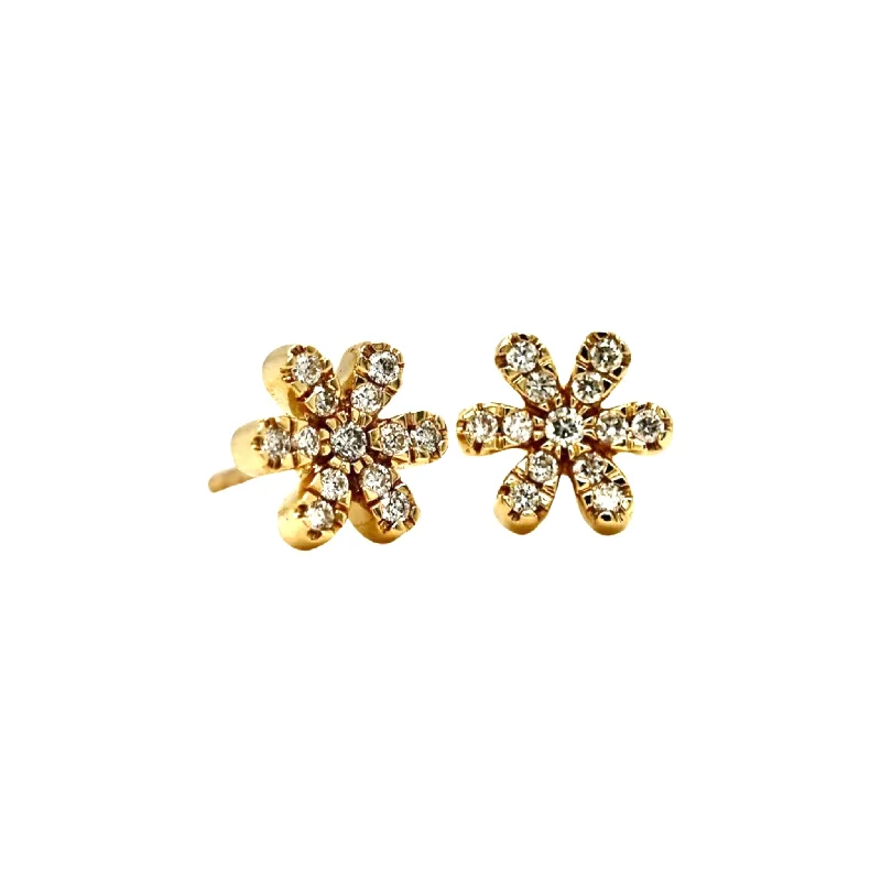 Ladies unique vine stud earrings -Small Diamond Wild Flower Studs