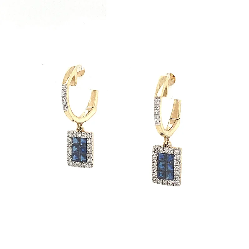 Ladies lightweight agate earrings -Sapphire Huggie Drop Earrings