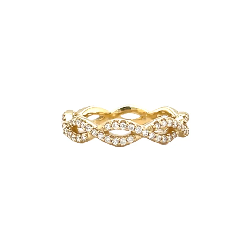 Classic gold vine engagement rings for ladies -Twisted Double Diamond Band