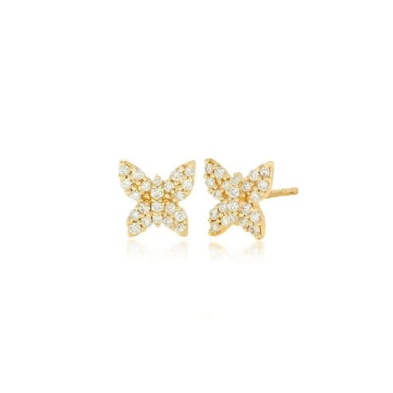 Vintage pearl vine earrings -Pave Diamond Butterfly Stud Earrings