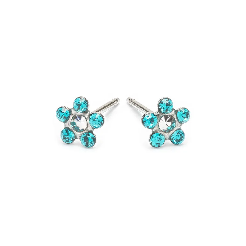 Modern diamond petal earrings for women -Turquoise Daisy Earrings