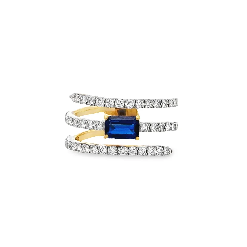 Modern diamond twist engagement rings -Kyanite and Diamond Wrap Ring in Yellow Gold