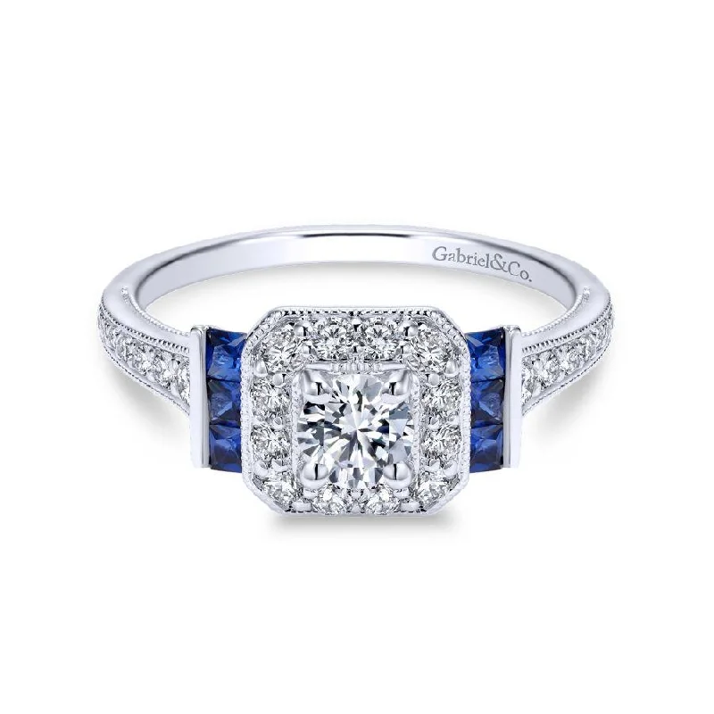 Ladies elegant topaz engagement rings -Diamond Semi-Mount Ring