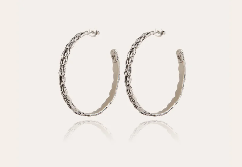 Ladies trendy silver vine earrings -GAS BIJOUX - LIANE SILVER HOOP EARRINGS