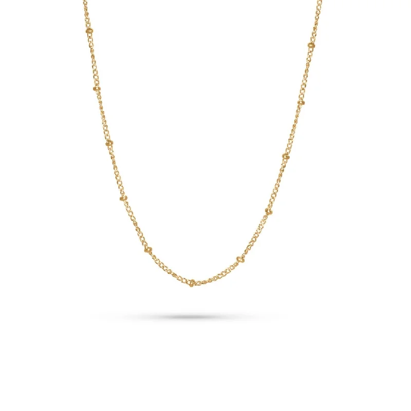 Minimalist gold bar necklaces for women -Beaded Chain Necklace