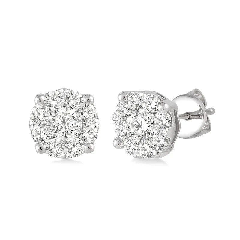 Ladies lightweight swirl earrings -14K White Gold ‘Lovebright’ Diamond Cluster Earrings