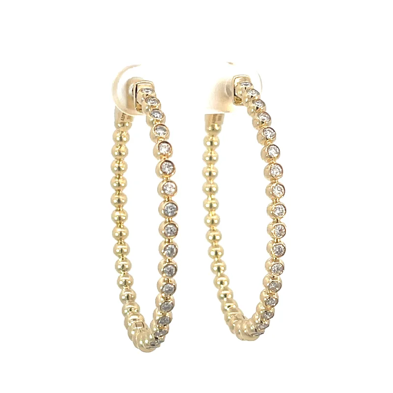 Ladies minimalist pearl arc earrings -Aspery and Guldag Diamond Bubble Hoop Earrings