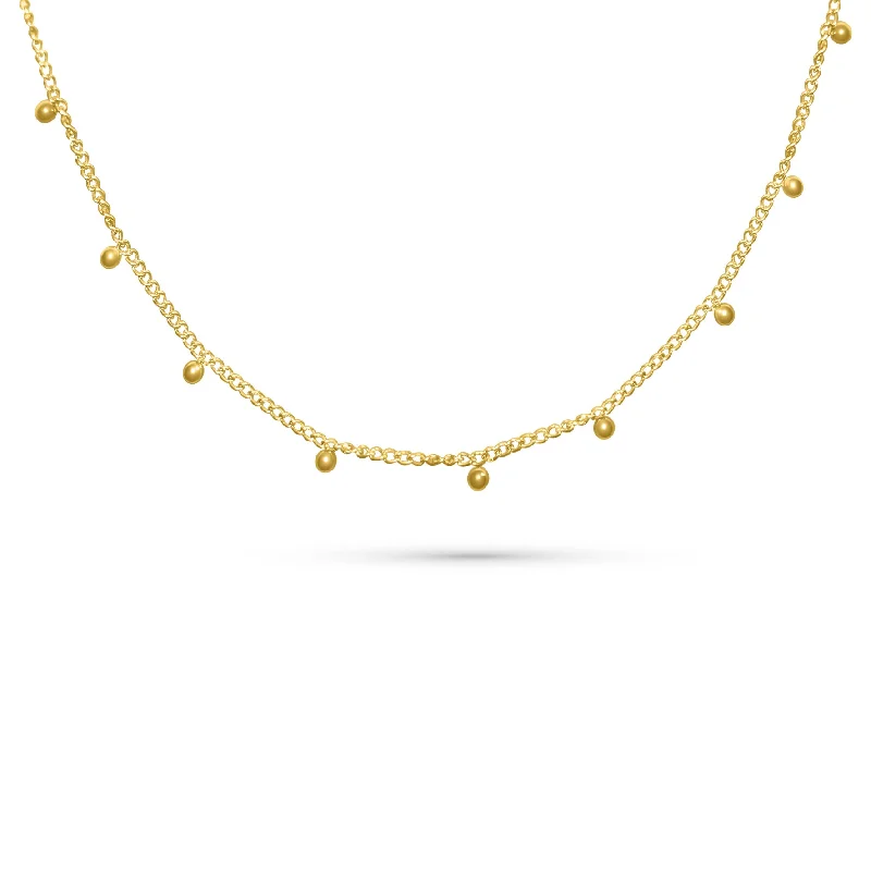 Ladies minimalist gold choker necklaces -Dainty Beads Around Necklace