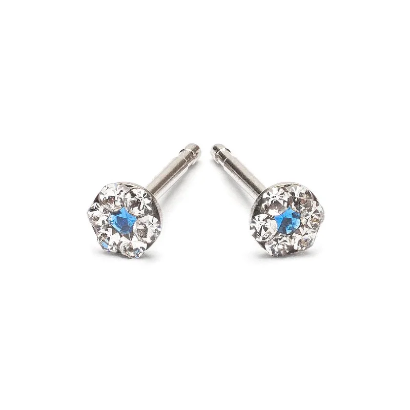 Ladies trendy geometric hoop earrings -White & Sapphire Mini Daisy Earrings